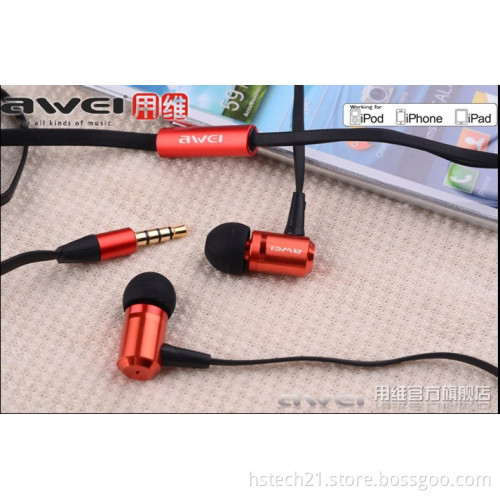 Awei ES-100i wired earphones deep bass mobilephone headsets with microphone in several colors